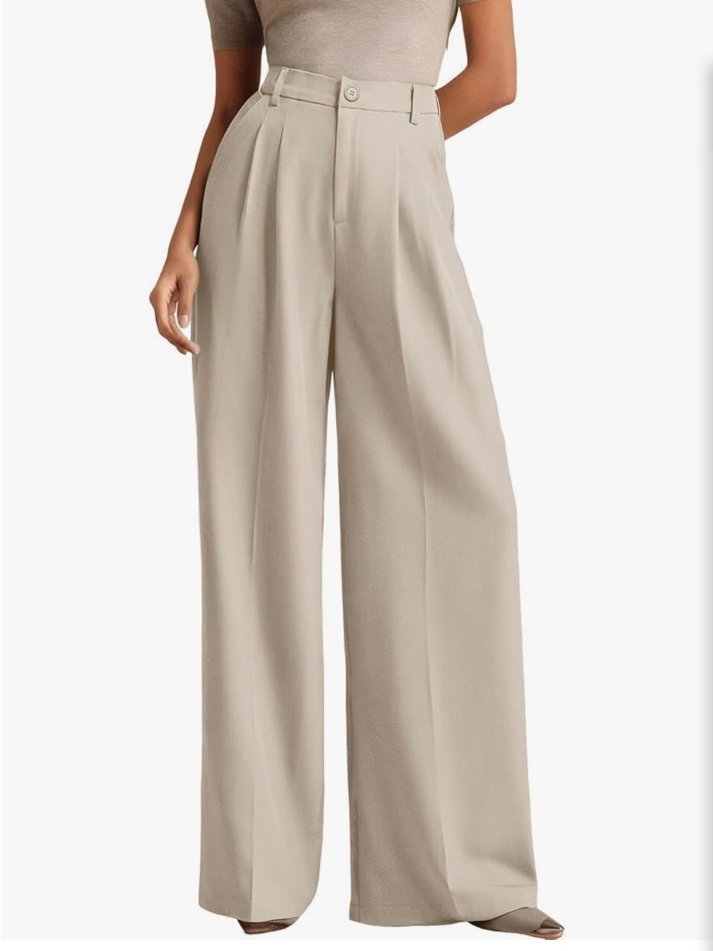EUC H&M Wide Leg Dress Pants in Light Beige Sz 12